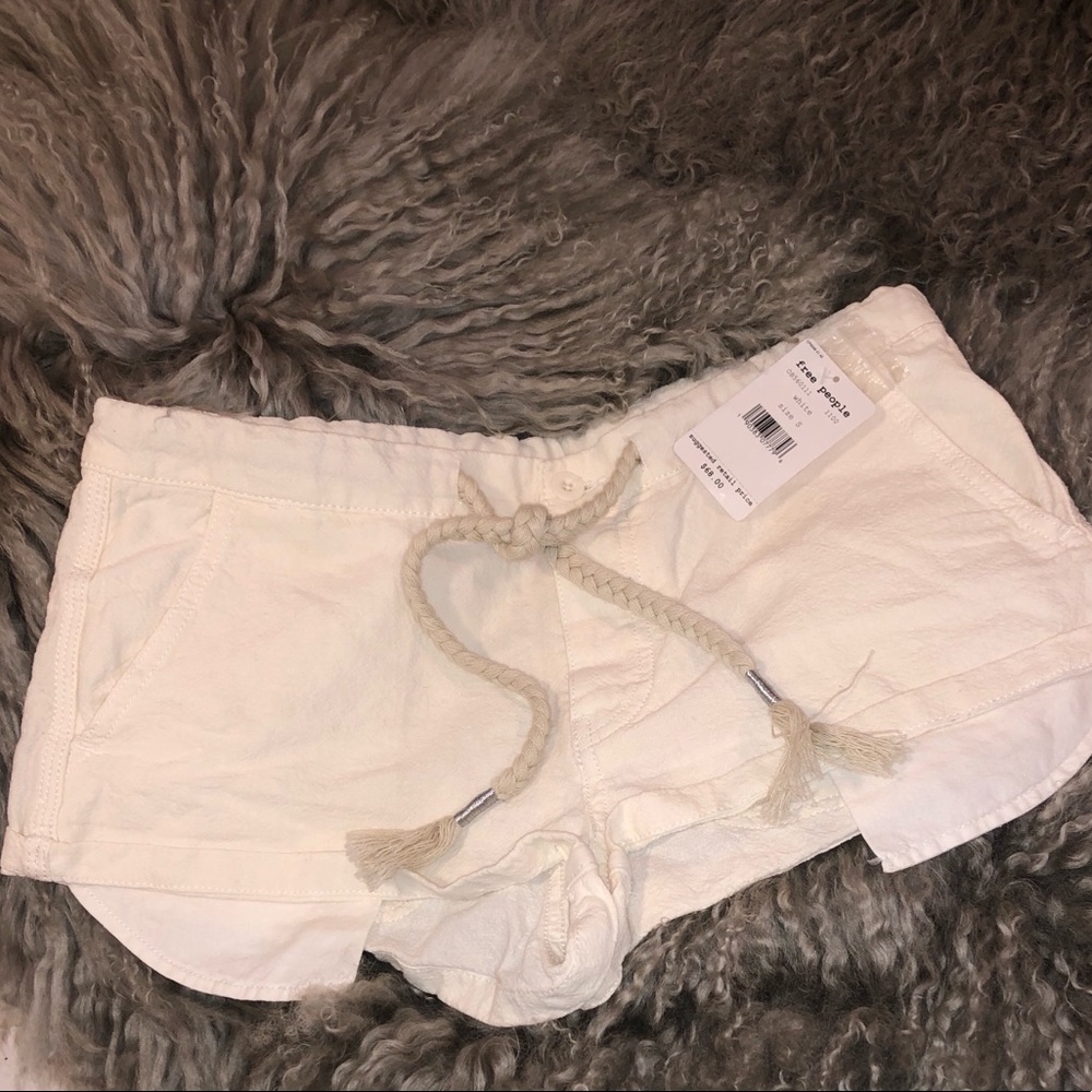 Free People cream linen shorts